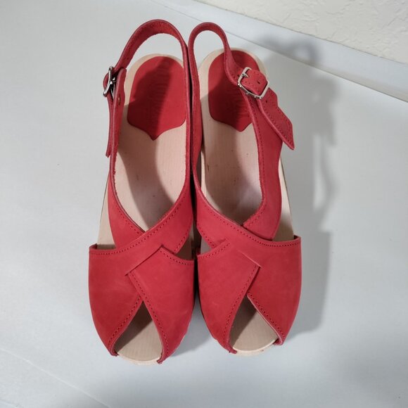 SANDGRENS“MOROCCO CROSSED CLOG SANDAL” in RednNEW NEVER WORN  -SIZE 40 - Picture 5 of 10